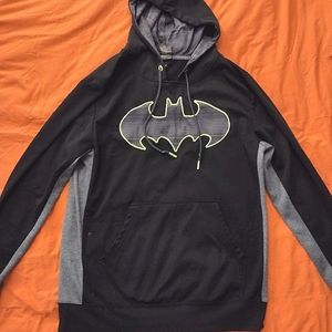 Boy's Gray And Black  Hooded Sweatshirt With Batman Logo Sz. Youth Large